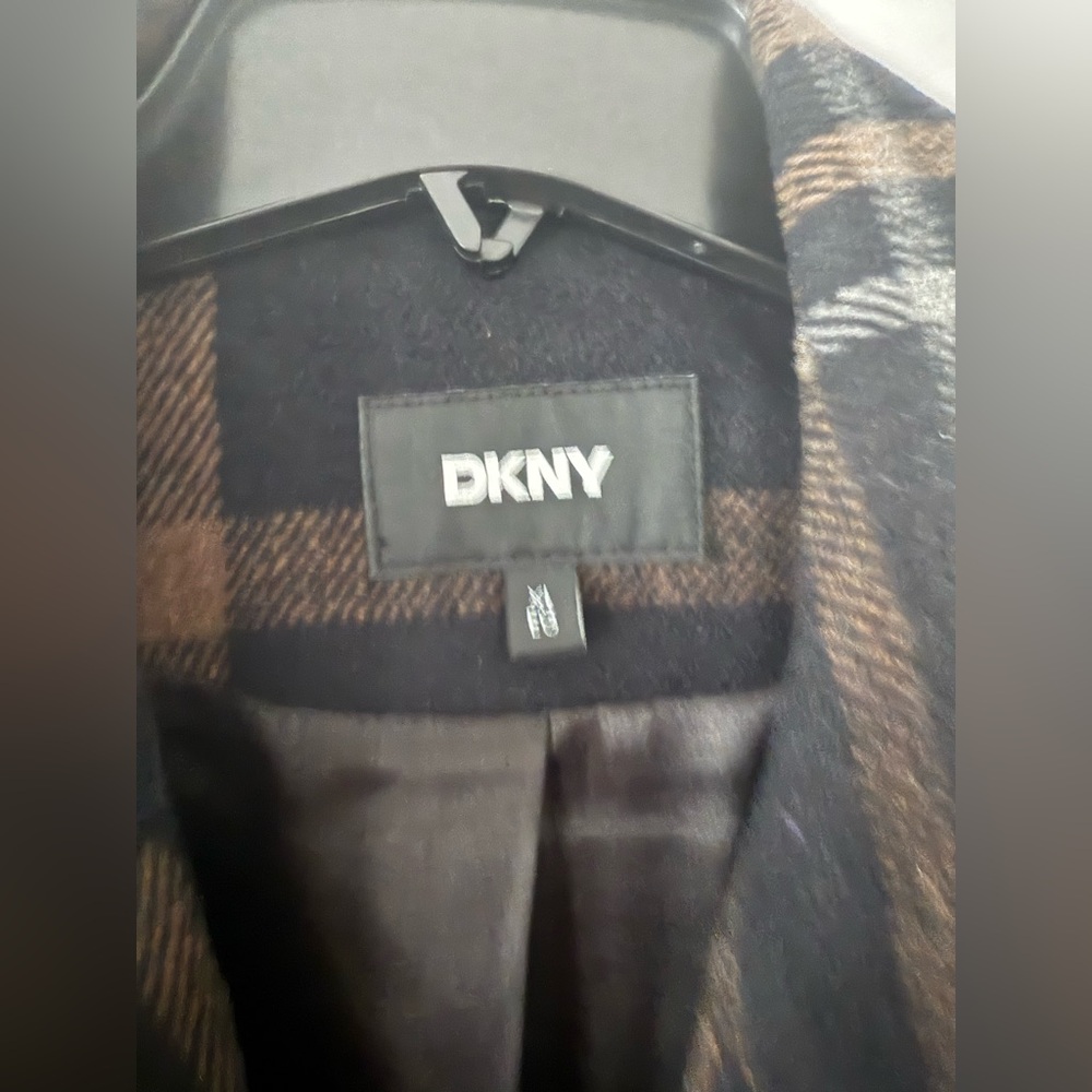 DKNY Black and Brown Plaid Coat - Picture 4 of 8